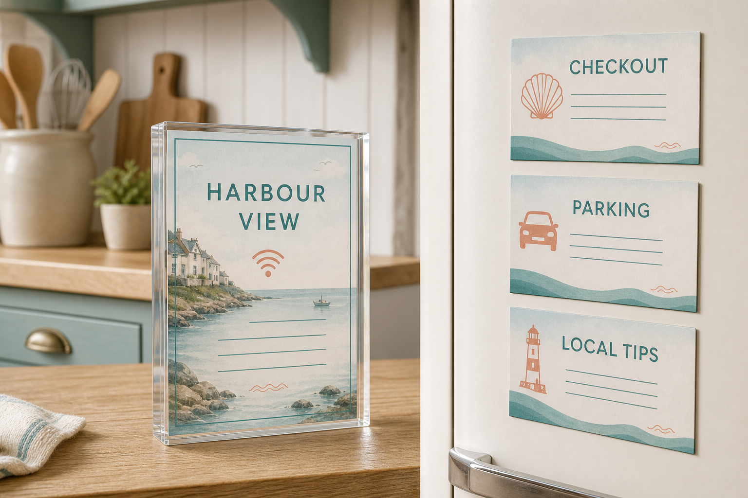 Coastal WelcomeQ pack in sea-glass teal, cream and faded coral
